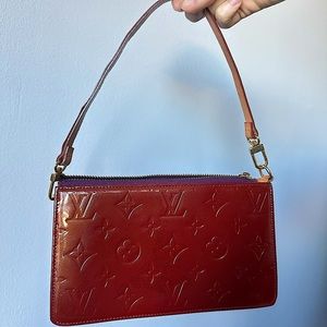 LV burgundy vinyl pochette